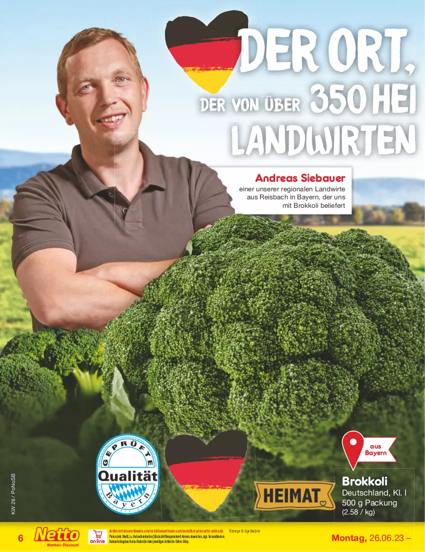 Aktueller Prospekt Netto Marken-Discount - Filial-Angebote - von 26.06 bis 01.07.2023 - strona 6 - produkty: auer, Bau, Bauer, bestpreis, brokkoli, eis, ndk, reis, Ti