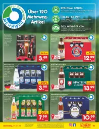 Gazetka promocyjna Netto Marken-Discount - Filial-Angebote - Gazetka - ważna od 01.07 do 01.07.2023 - strona 19 - produkty: alkohol, Alwa, angebot, apfel, asti, auer, Bad, bestpreis, brunnen, eis, elle, erde, flasche, getränk, gin, glasflasche, karamalz, lebensmittel, malz, mineralwasser, natur, ndk, Paula, paulaner, pils, pilsner, premium pils, rama, reis, rel, rwe, schorle, Spaten, Ti, wasser, ZTE