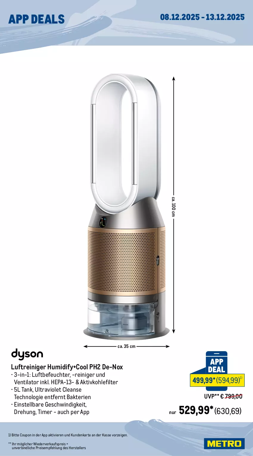 Aktueller Prospekt Metro - App-Deals - von 08.12 bis 13.12.2025 - strona 3 - produkty: coupon, eis, elle, Luftbefeuchter, Luftreiniger, reiniger, reis, teller, Ti, timer, ventilator