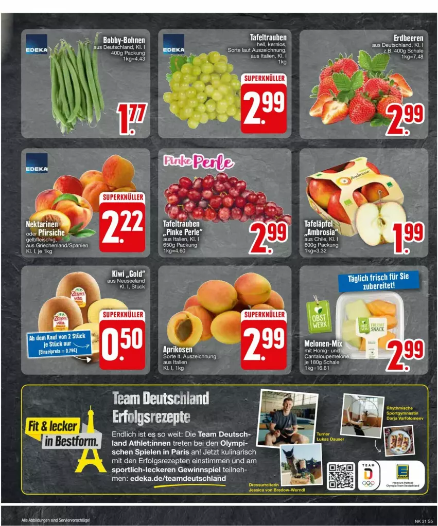 Aktueller Prospekt Edeka - Prospekte - von 29.07 bis 03.08.2024 - strona 5 - produkty: beere, beeren, deka, eis, Elan, ente, erdbeere, erdbeeren, fleisch, gewinnspiel, LG, rezept, rezepte, Schal, Schale, Spiele, Sport, tafeltrauben, Ti, trauben