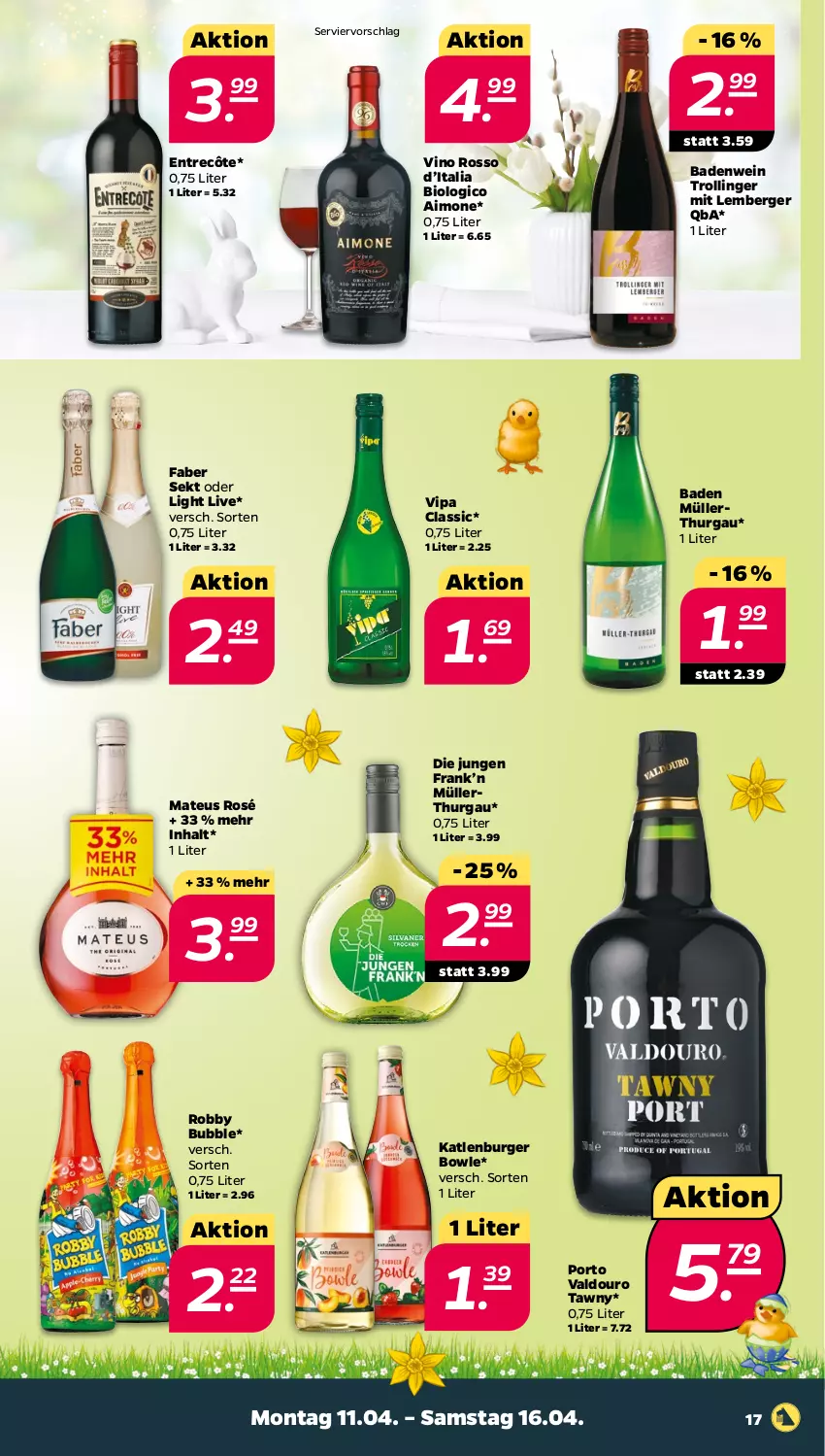 Aktueller Prospekt Netto - Angebote ab Montag - von 11.04 bis 16.04.2022 - strona 17 - produkty: Bad, Berger, bio, bowle, burger, entrecôte, katlenburger, mateus, Müller, robby, sekt, Ti, trolli, trollinger, valdo, wein