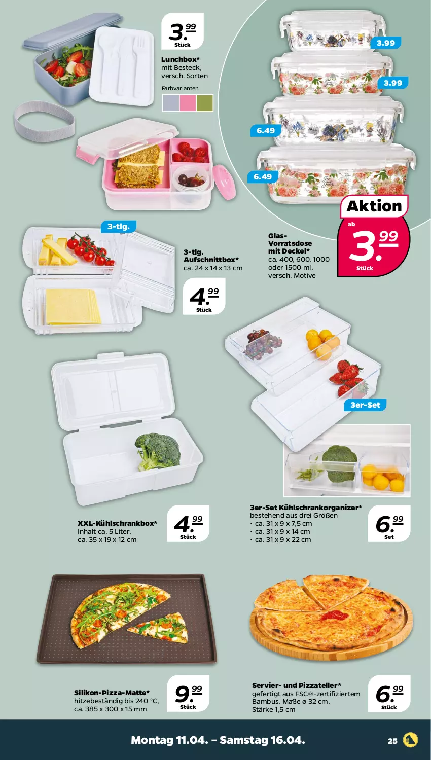 Aktueller Prospekt Netto - Angebote ab Montag - von 11.04 bis 16.04.2022 - strona 25 - produkty: aufschnitt, bambus, besteck, decke, Deckel, elle, kühlschrank, LG, lunchbox, pizza, Ria, Schrank, teller, Ti