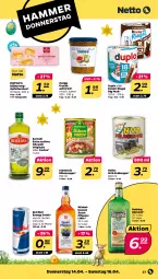 Gazetka promocyjna Netto - Angebote ab Montag - Gazetka - ważna od 16.04 do 16.04.2022 - strona 27 - produkty: apfel, Apfeltasche, aufstrich, bertolli, blätterteig, cin, drink, duplo, elle, energy drink, frucht, fruchtaufstrich, gin, Kinder, kinder riegel, likör, natives olivenöl, olive, oliven, olivenöl, pflaume, red bull, riegel, suppe, Tasche, taschen, Ti, winkelhausen, zuegg