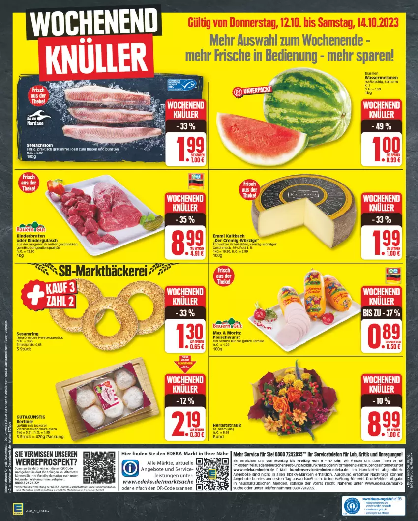 Aktueller Prospekt Edeka - Angebote der Woche - von 09.10 bis 14.10.2023 - strona 16 - produkty: angebot, angebote, auer, Bau, Bauer, braten, deka, eis, elle, fisch, ideal zum braten, lachs, LG, papier, reis, rel, tee, telefon, Ti, uhr, ZTE