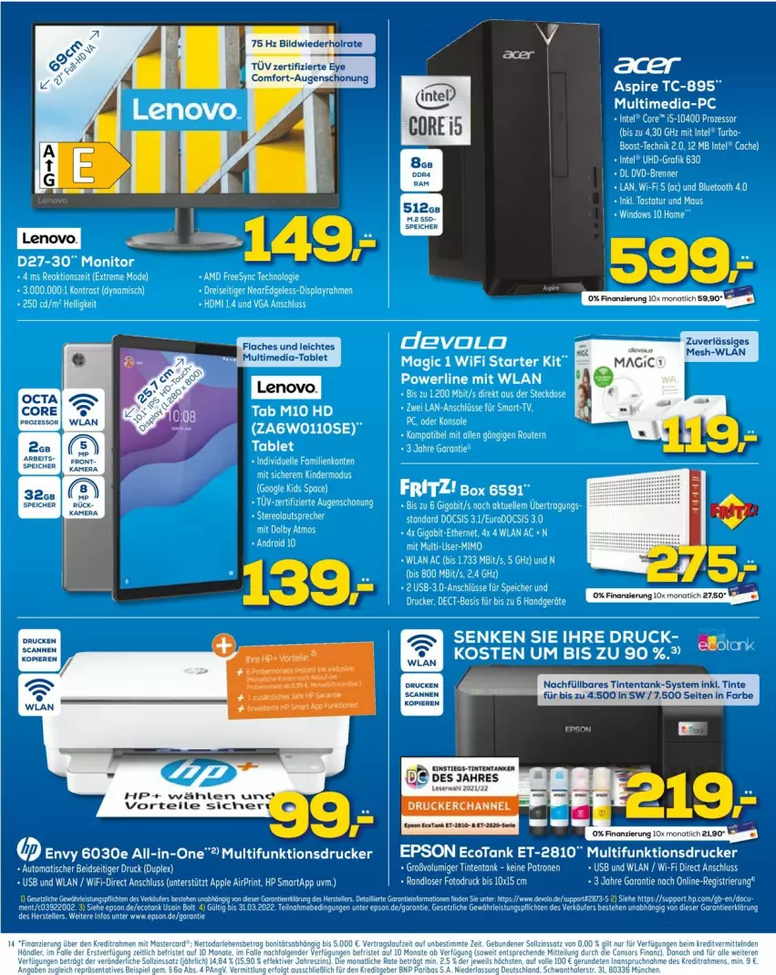 Aktueller Prospekt Euronics - Prospekte - von 05.01 bis 12.01.2022 - strona 14 - produkty: HP, kamera, lenovo, Ti