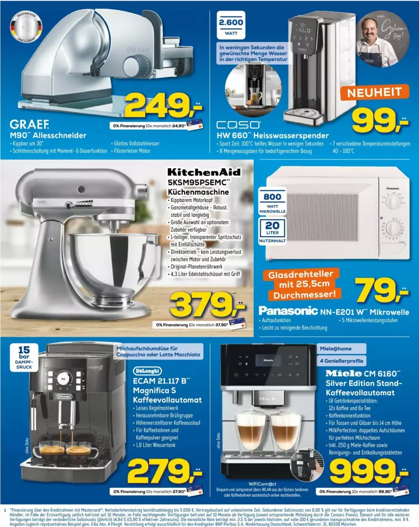 Aktueller Prospekt Euronics - Prospekte - von 05.01 bis 12.01.2022 - strona 6 - produkty: ACC, auto, bohne, bohnen, Cap, cappuccino, chia, cin, edelstahl, eis, elle, ente, gin, KitchenAid, küche, Küchen, küchenmaschine, latte, latte macchiato, LG, mac, macchiato, messer, miele, mikrowelle, milch, rwe, schüssel, Spritzschutz, teller, Ti, tisch, wasser