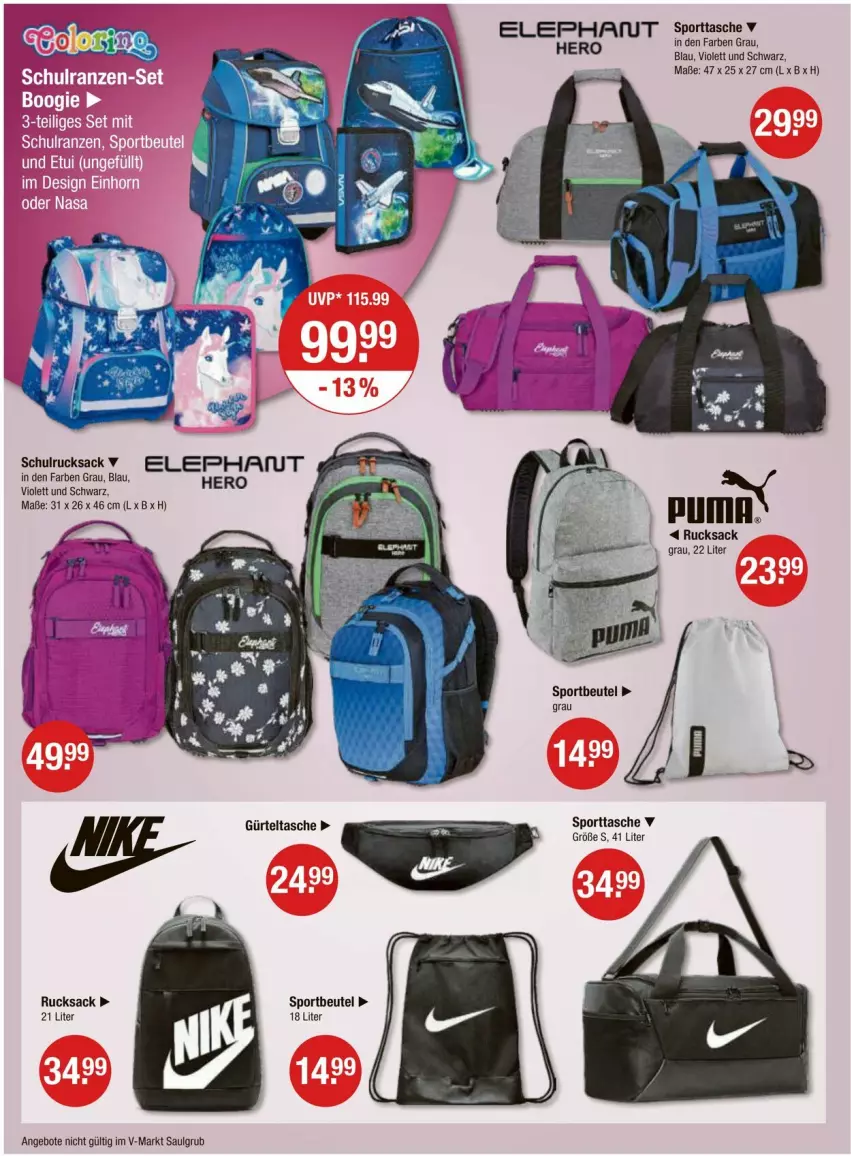 Aktueller Prospekt Vmarkt - Prospekte - von 21.03 bis 27.03.2024 - strona 20 - produkty: angebot, angebote, beutel, gürteltasche, hero, LG, puma, rucksack, sac, Sport, sporttasche, Tasche, Ti