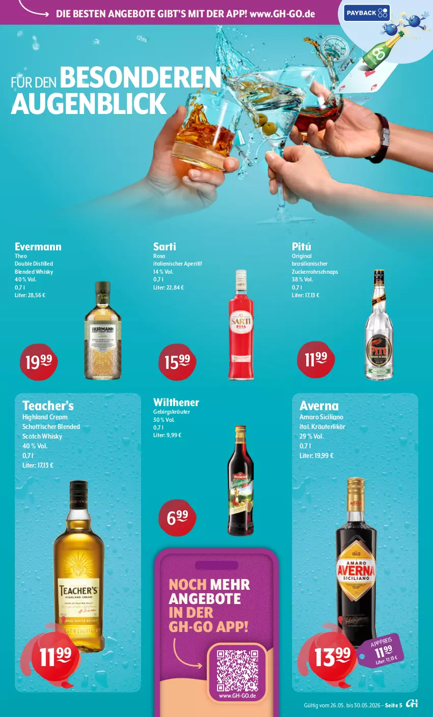 Aktueller Prospekt Getraenke Hoffmann - Prospekte - von 26.05 bis 30.05.2026 - strona 5 - produkty: amaro, angebot, angebote, aperitif, averna, blended scotch, blended scotch whisky, eis, gin, kräuter, kräuterlikör, likör, schott, scotch, scotch whisky, Ti, tisch, whisky, wilthener, zucker