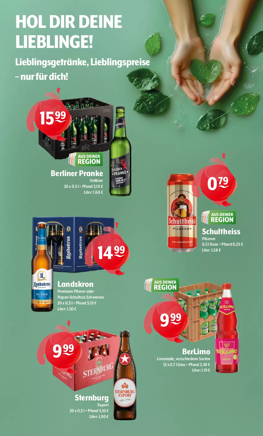 Aktueller Prospekt Getraenke Hoffmann - Prospekte - von 26.05 bis 30.05.2026 - strona 9 - produkty: berliner, bier, eis, getränk, getränke, limo, limonade, pils, pilsener, pilsner, premium pils, reis, Schultheiss, Sternburg