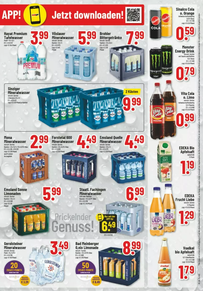 Aktueller Prospekt Trinkgut - Prospekte - von 16.02 bis 17.02.2024 - strona 4 - produkty: Alwa, apfel, apfelsaft, auer, Bad, Berger, bio, cola, deka, drink, edeka bio, eis, elle, energy drink, flasche, Forstetal, frucht, gerolsteine, gerolsteiner, getränk, getränke, limo, limonade, limonaden, mineralwasser, monster, natur, orange, reis, saft, sinalco, Staatl. Fachingen, steiner, Ti, vita, Vita C, vöslauer, wasser