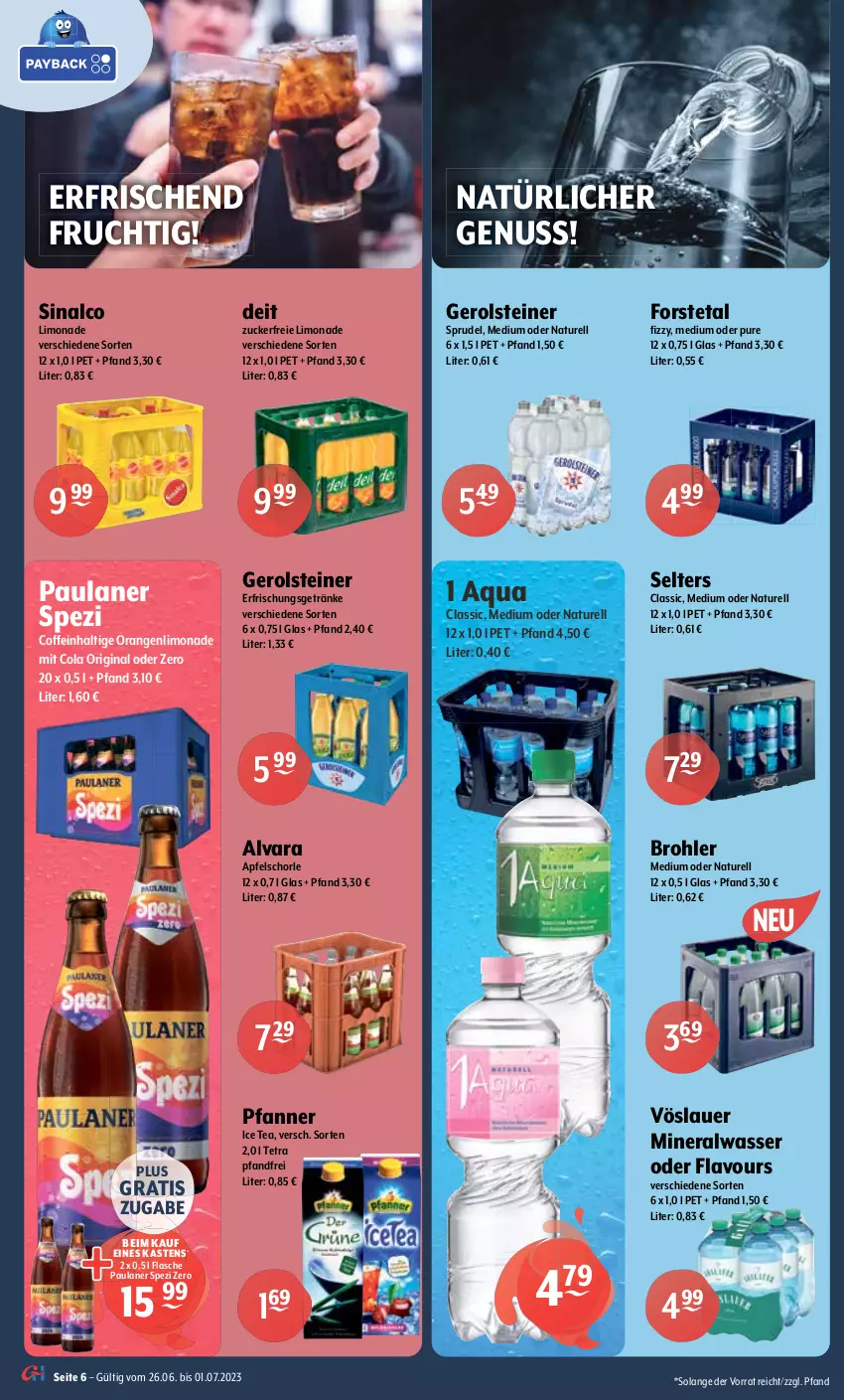 Aktueller Prospekt Getraenke Hoffmann - Prospekte - von 26.06 bis 01.07.2023 - strona 6 - produkty: Alwa, apfel, Apfelschorle, aqua, auer, Cap, captain morgan, chia, cider, classico, coffein, cola, deit, dry gin, eis, ente, erfrischungsgetränk, erfrischungsgetränke, flasche, Forstetal, frucht, gerolsteine, gerolsteiner, getränk, getränke, gin, ice tea, Kloster Eberbach, limo, limonade, mineralwasser, natur, nuss, orange, orangen, original spiced gold, Paula, paulaner, pfanne, Pfanner, rel, riesling, Rivaner, rum, schorle, Selters, sinalco, smirnoff, somersby, Spezi, Sprudel, steiner, Ti, vodka, vöslauer, wasser, wein, weine, white rum, zucker