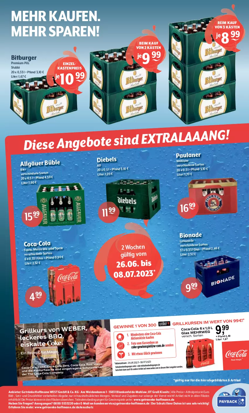 Aktueller Prospekt Getraenke Hoffmann - Prospekte - von 26.06 bis 01.07.2023 - strona 8 - produkty: abholpreise, bier, bio, bionade, bitburger, burger, diebels, eis, fanta, getränk, getränke, gewinnspiel, LG, limo, limonade, oder sprite, Paula, pils, premium pils, reis, Spiele, sprite, Ti