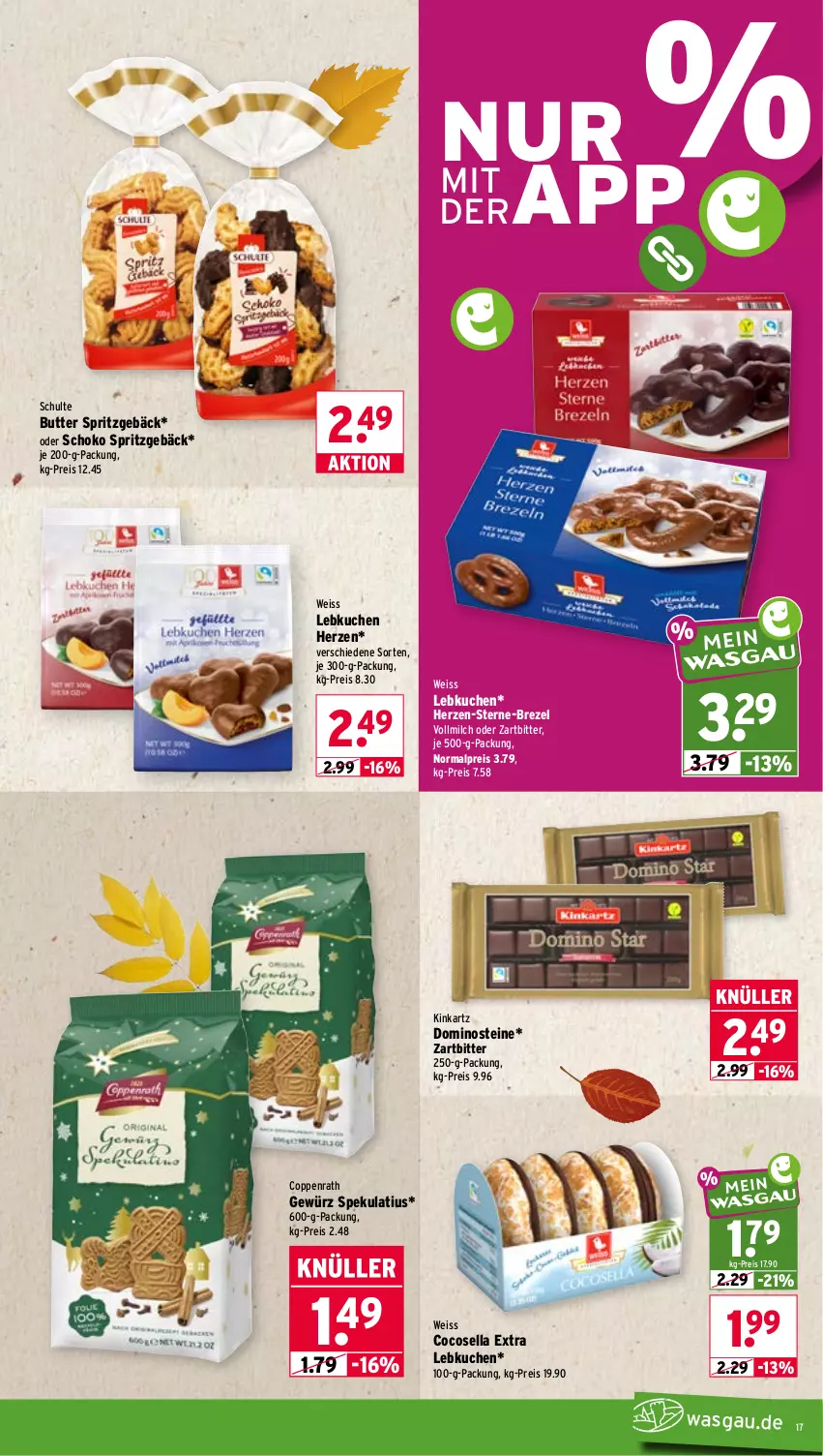 Aktueller Prospekt Wasgau - von 14.09 bis 19.09.2026 - strona 17 - produkty: brezel, butter, cocos, coppenrath, Dominosteine, eis, gewürz, kuchen, Lebkuchen, milch, reis, schoko, Spritzgebäck, Ti, vollmilch