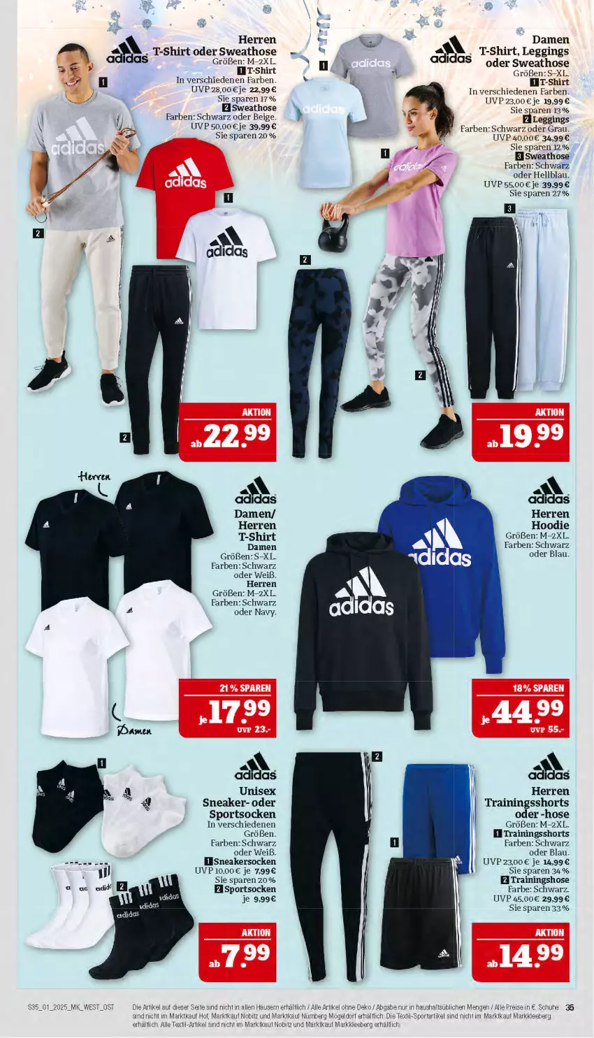 Aktueller Prospekt Marktkauf - Prospekt - von 29.12.2024 bis 04.01.2025 - strona 35 - produkty: damen t-shirt, eis, gin, hose, leggings, reis, schuhe, shirt, shorts, sneaker, sneakersocken, socken, Sport, sportsocken, Sweathose, T-Shirt, Ti, Trainingshose