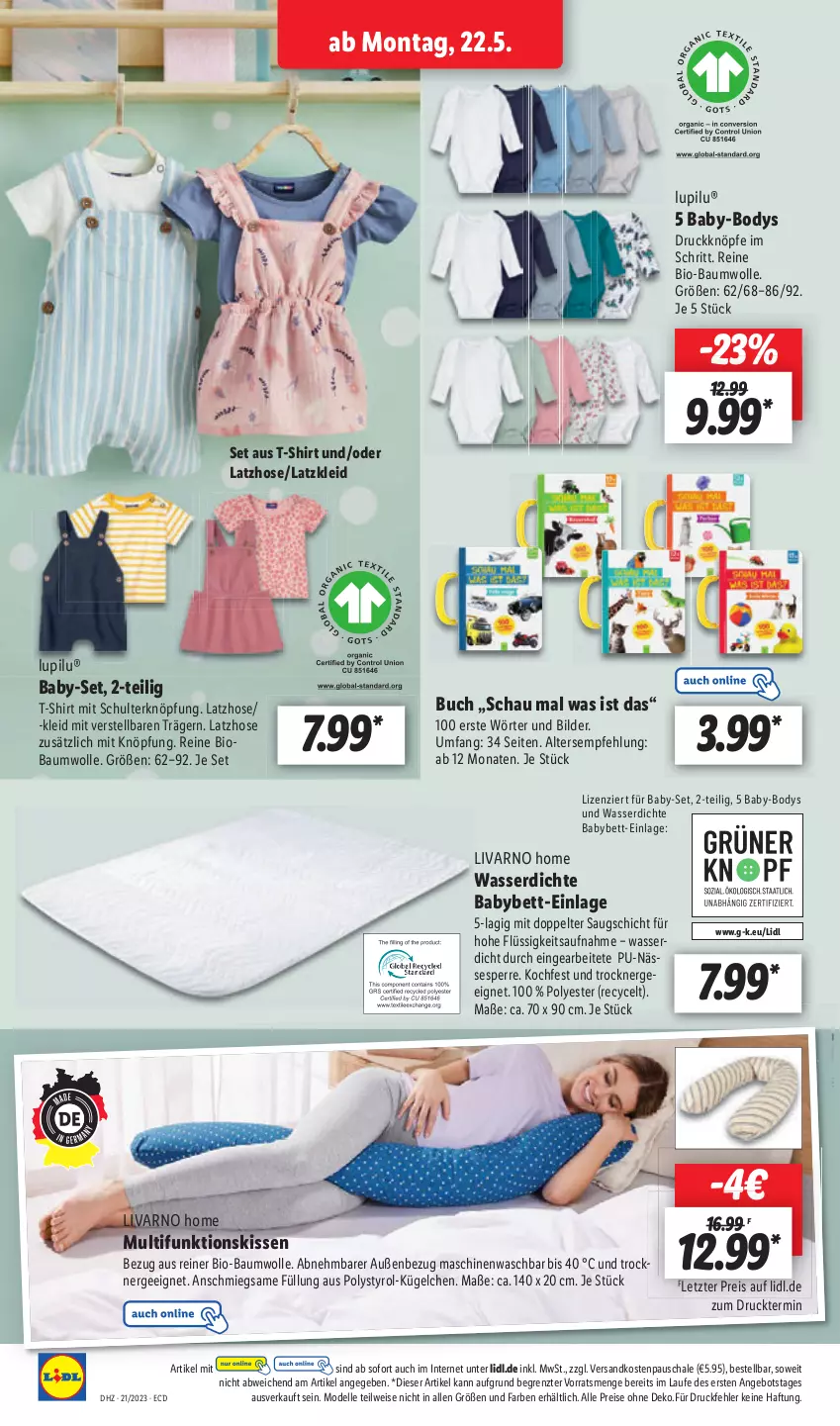 Aktueller Prospekt Lidl - Aktionsprospekt - von 22.05 bis 27.05.2023 - strona 30 - produkty: angebot, Bau, baumwolle, bett, bio, bio-baumwolle, dell, eis, elle, Ergee, hose, kleid, lupilu, Mode, ndk, reis, Schal, Schale, shirt, Ti, Trockner, wasser, wolle, ZTE