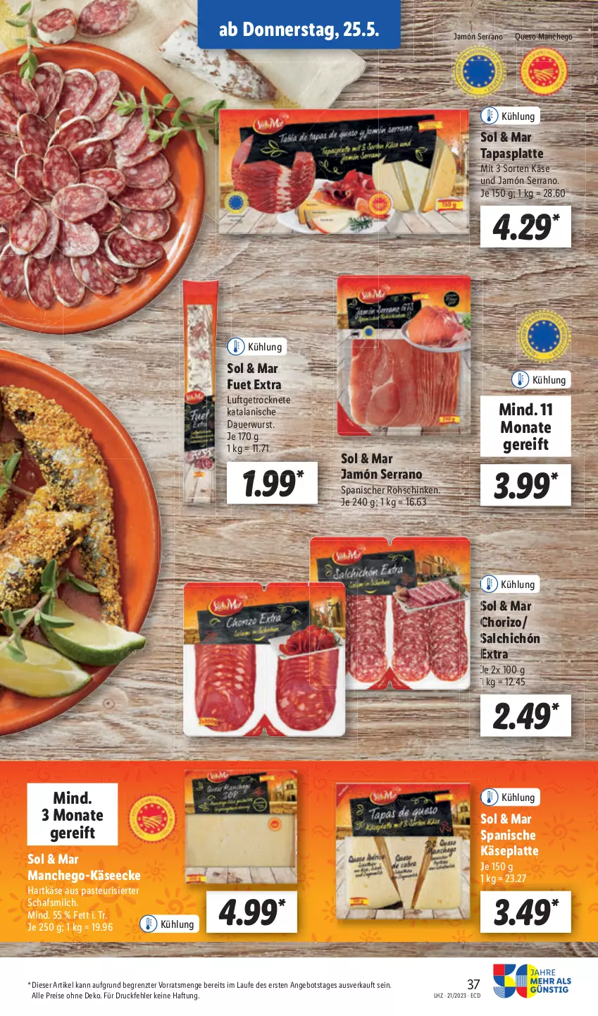 Aktueller Prospekt Lidl - Aktionsprospekt - von 22.05 bis 27.05.2023 - strona 45 - produkty: angebot, auer, eis, Käse, Manchego, milch, reis, rohschinken, schinken, serrano, Ti, wurst, ZTE