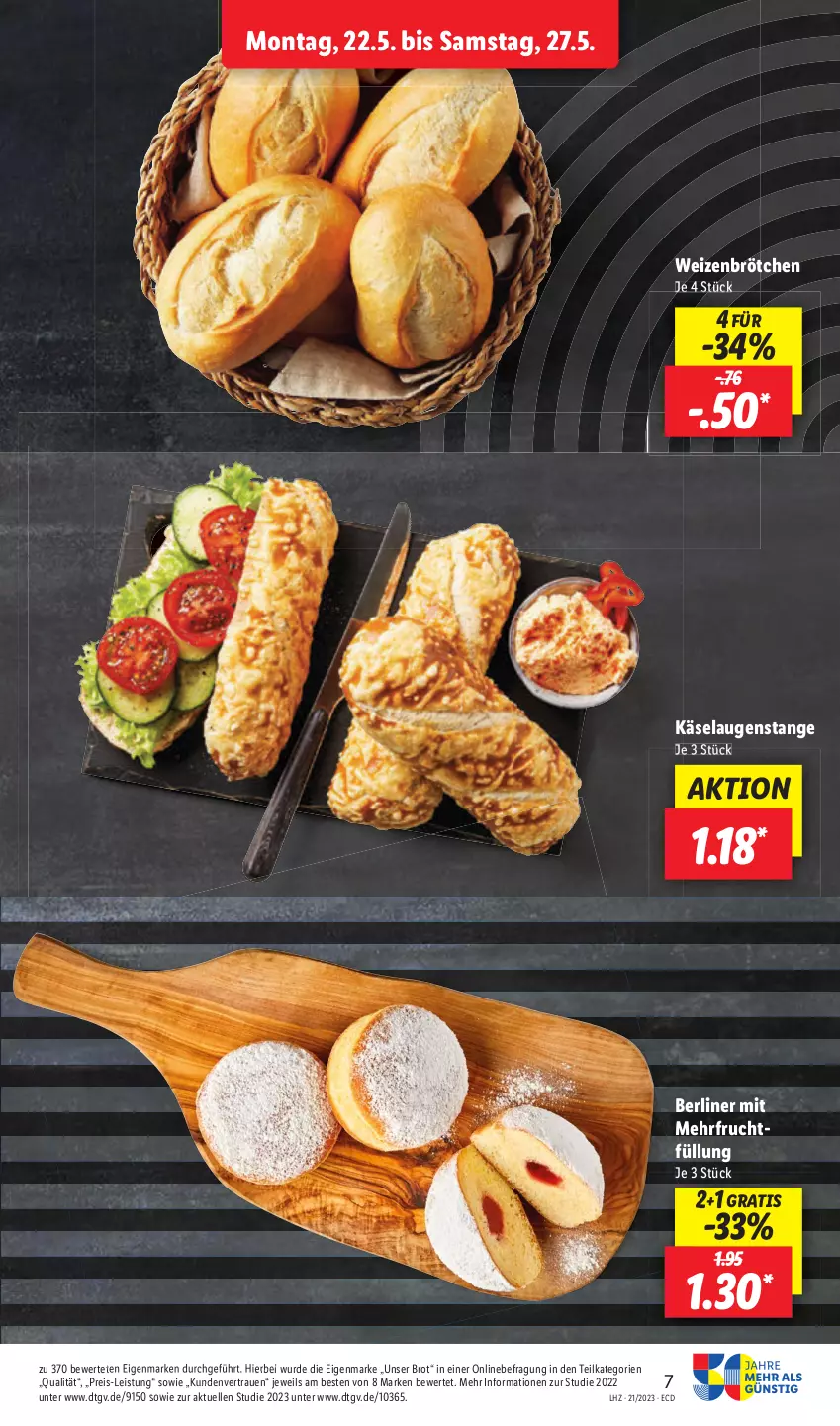 Aktueller Prospekt Lidl - Aktionsprospekt - von 22.05 bis 27.05.2023 - strona 9 - produkty: berliner, Laugenstange, Ti