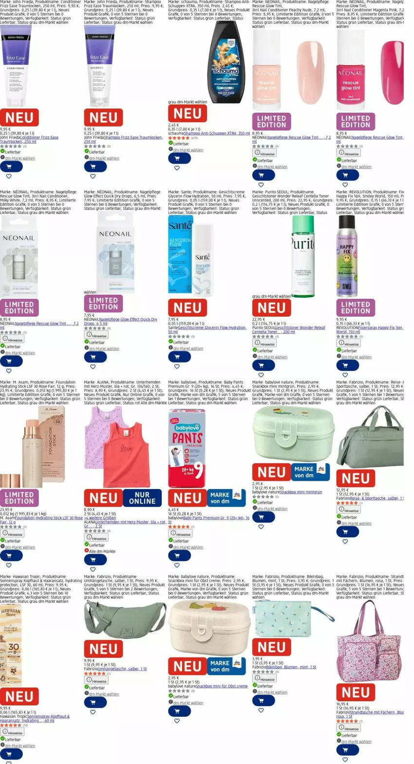 Aktueller Prospekt Dm Drogerie - Prospekte - von 16.03 bis 25.03.2026 - strona 1 - produkty: akku, Babylove, bikini, blume, blumen, creme, Effect, eis, ente, Gesichtscreme, hemd, hemden, LG, mint, natur, obst, Pants, reis, rel, SANTE, schauma, shampoo, snack, sonnenspray, Sport, sporttasche, strandtasche, Tasche, Ti, Toner, umhängetasche, Unterhemd, unterhemden