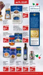 Gazetka promocyjna Aldi Nord - Aldi-Aktuell - Gazetka - ważna od 23.07 do 23.07.2022 - strona 29 - produkty: antipasti, asti, aufschnitt, aus der tiefkühlung, braten, cin, elle, ente, feinkost, flasche, gewürz, gin, halbfester schnittkäse, hartkäse, Kalbsleber, Käse, mac, olive, oliven, olivenöl, olivenöl extra, pesto, pizza, rezept, rezepte, sauce, schnitten, schnittkäse, suppe, Ti