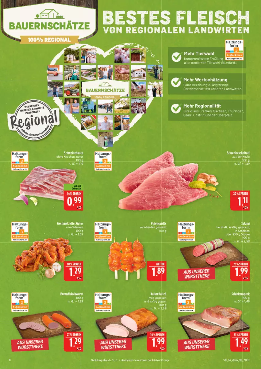 Aktueller Prospekt Marktkauf - Prospekt - von 29.03 bis 04.04.2026 - strona 12 - produkty: auer, Bau, Bauer, eis, fleisch, fleischwurst, geschnetzeltes, gyros, Kaiser, natur, pute, Putenfleisch, reis, saft, Ti, wurst, Zelt, ZTE