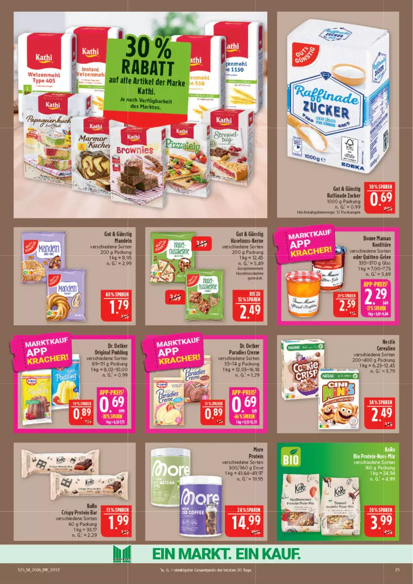 Aktueller Prospekt Marktkauf - Prospekt - von 29.03 bis 04.04.2026 - strona 25 - produkty: bonne maman, cerealien, creme, Dr. Oetker, gelee, gin, haselnuss, konfitüre, mam, mandel, mandeln, nuss, Paradies Creme, pudding, Ti