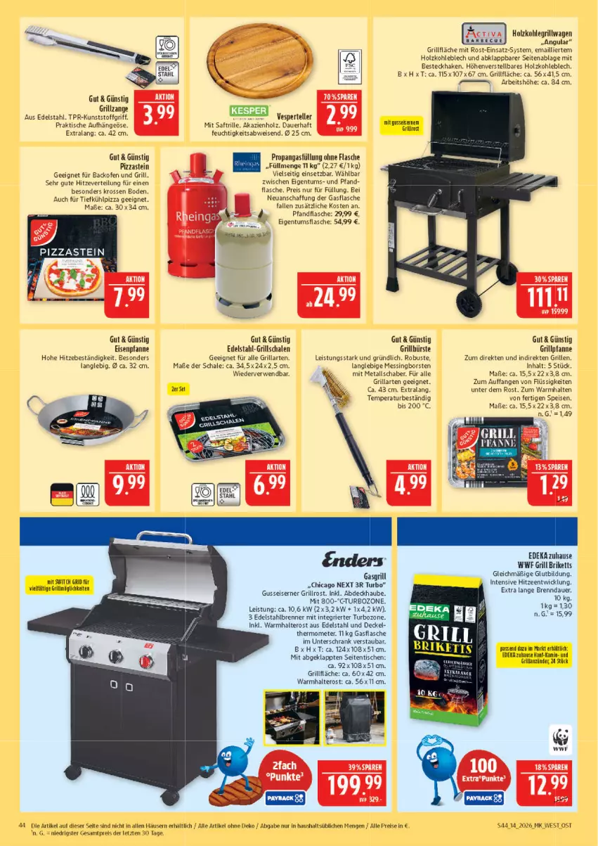 Aktueller Prospekt Marktkauf - Prospekt - von 29.03 bis 04.04.2026 - strona 44 - produkty: abdeckhaube, anzünder, auer, backofen, backofen und, besteck, briketts, bürste, decke, Deckel, deka, edelstahl, eis, elle, flasche, gasgrill, grill, grillanzünder, grillfläche, Grillpfanne, grillrost, Grillschalen, grillzange, Holz, holzkohle, kesper, Kohlegrill, Ofen, pfanne, pizza, reis, rwe, saft, Schal, Schale, Schrank, teller, thermometer, Ti, tisch, unterschrank, WICK, ZTE
