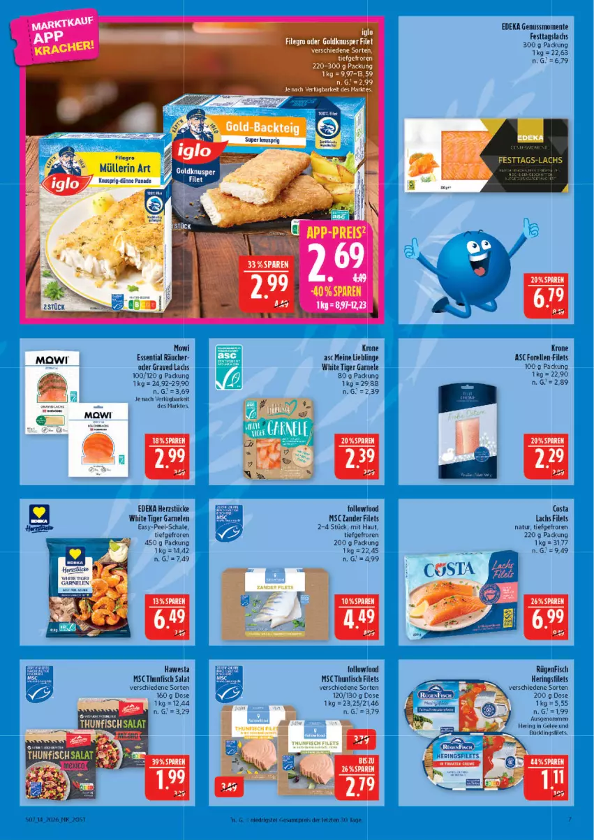 Aktueller Prospekt Marktkauf - Prospekt - von 29.03 bis 04.04.2026 - strona 7 - produkty: deka, eis, elle, ente, filegro, filet, filets, fisch, forelle, garnelen, gelee, Graved Lachs, hawesta, hering, Herings, krone, lachs, mac, natur, nuss, reis, rel, ring, rügenfisch, salat, Schal, Schale, thunfisch, thunfisch filets, thunfisch salat, Ti, Zander, ZTE