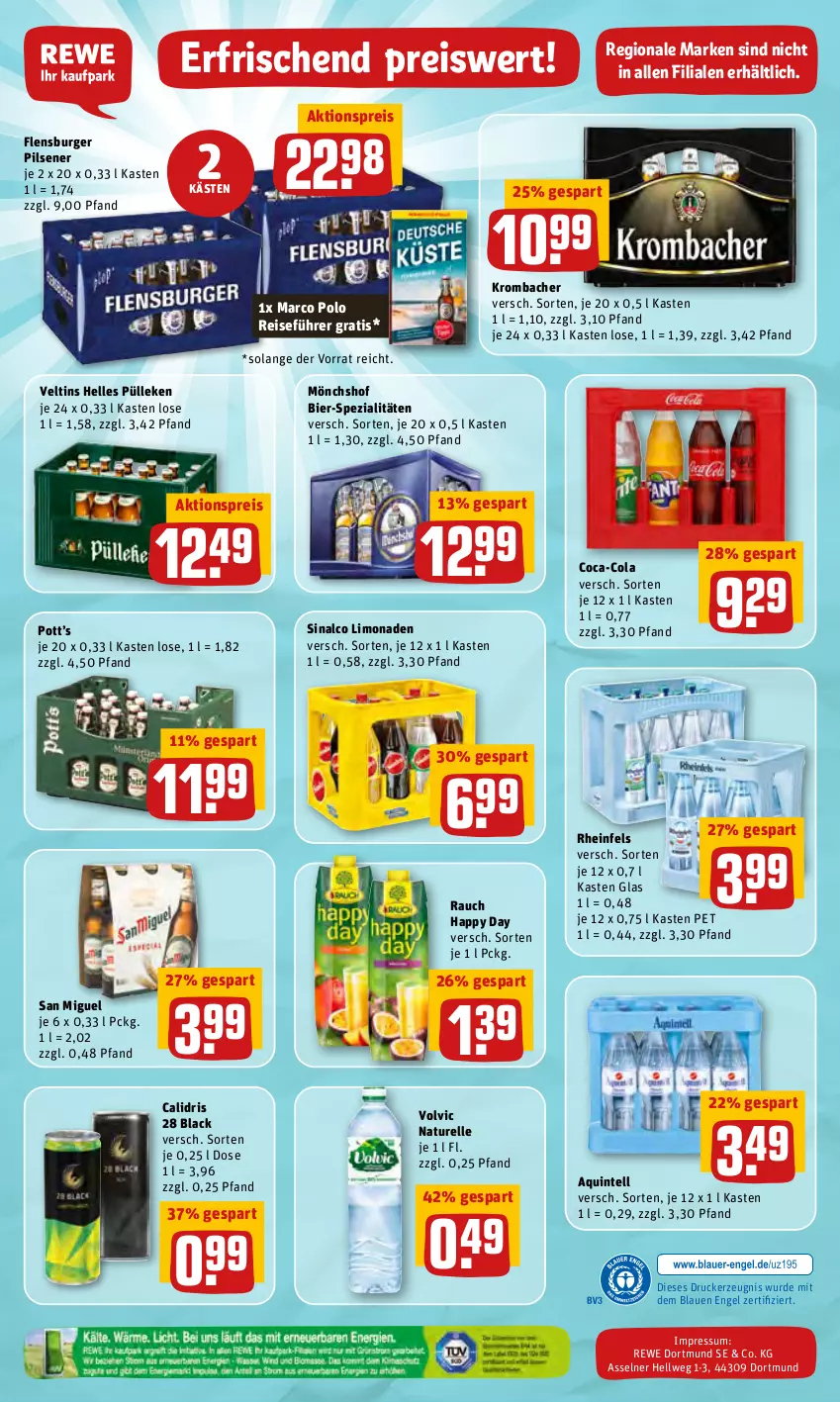 Aktueller Prospekt Rewe - REWE Ihr Kaufpark - von 16.05 bis 21.05.2022 - strona 20 - produkty: aktionspreis, bier, burger, coca-cola, cola, drucker, eis, elle, Engel, flensburger, Happy Day, Intel, kerze, krombache, krombacher, lack, limo, limonade, limonaden, mönchshof, natur, pils, pilsener, Rauch, reis, rel, sinalco, Spezi, Ti, veltins, volvic