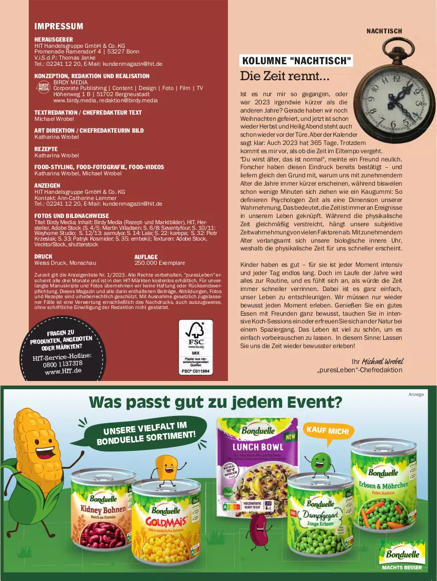 Aktueller Prospekt Hit - pures Leben - von 01.10.2023 bis 31.03.2024 - strona 35 - produkty: bio, bonduelle, deo, eier, eis, elle, gsw, gutes essen, kaugummi, Kinder, magazin, natur, rezept, rezepte, rum, rwe, teller, Tempo, Ti, tisch, uhr, weihnachten