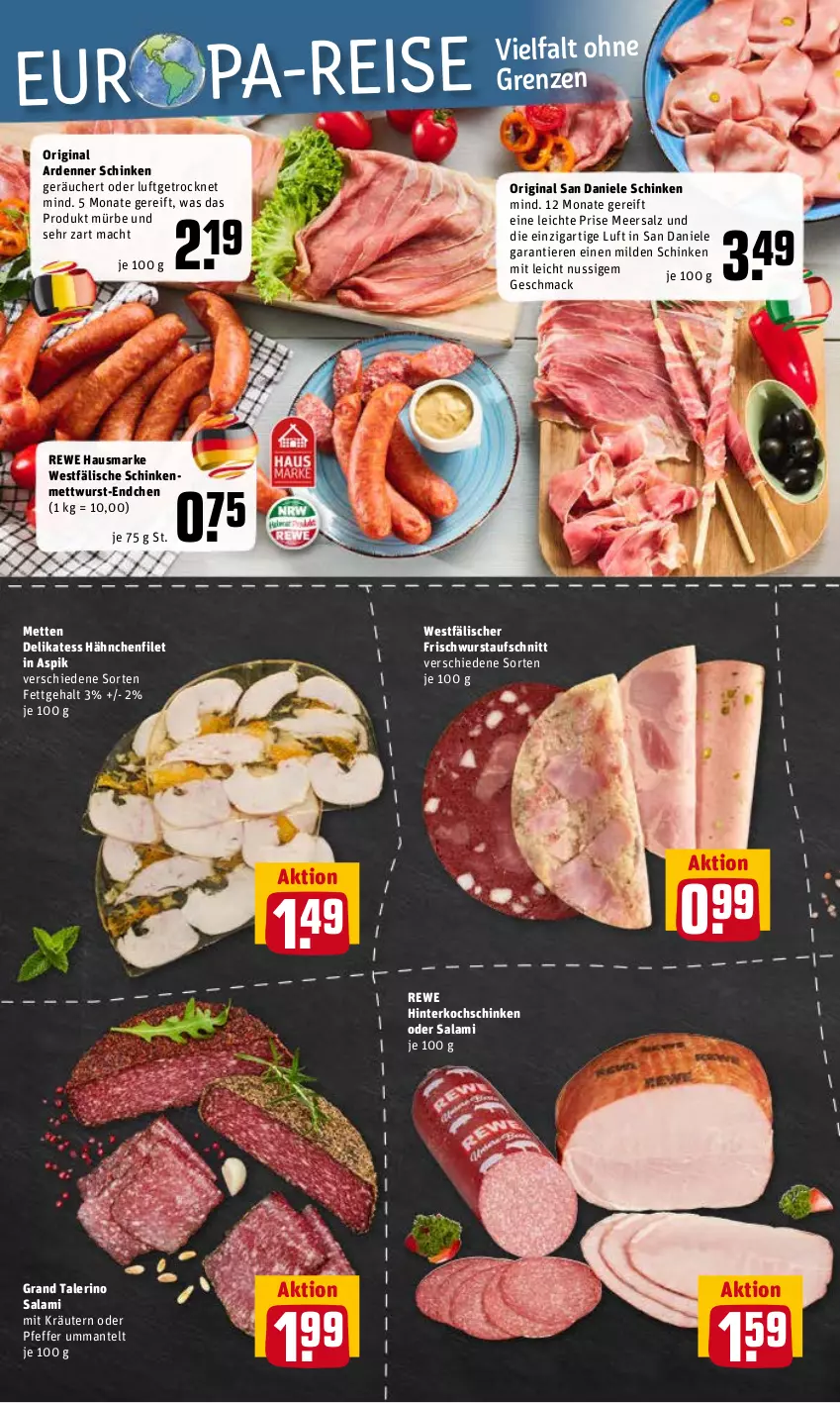 Aktueller Prospekt Rewe - Diese Woche im Angebot! - von 07.06 bis 11.06.2022 - strona 6 - produkty: aufschnitt, eis, filet, gin, hausmarke, hinterkochschinken, kochschinken, kräuter, kräutern, mac, Mantel, meersalz, Mett, metten, mettwurst, nuss, pfeffer, reis, rewe hausmarke, salami, salz, schinken, Ti, Tiere, wurst