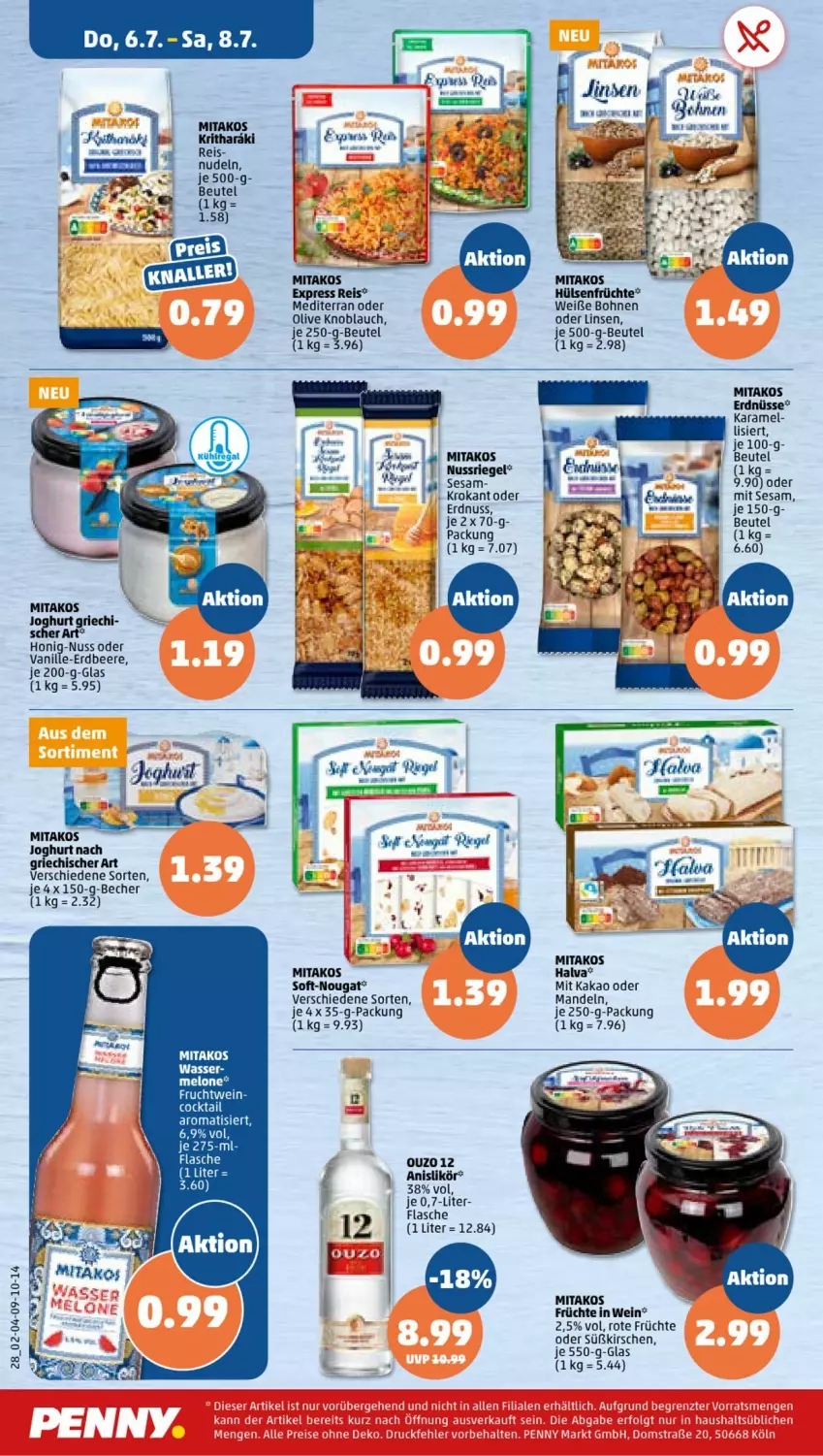 Aktueller Prospekt Penny - Prospekte - von 03.07 bis 08.07.2023 - strona 28 - produkty: Becher, beere, beutel, bohne, bohnen, cocktail, eis, erdbeere, erdnuss, erdnüsse, flasche, frucht, früchte, honig, hülsenfrüchte, joghur, joghurt, joghurt nach, kakao, kirsch, kirsche, kirschen, knoblauch, likör, linsen, mandel, mandeln, nudel, nudeln, nuss, nussriegel, olive, reis, riegel, senf, sesam, Ti, vanille, wasser, wein, Weiße Bohnen