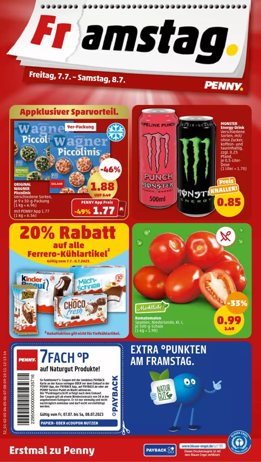 Aktueller Prospekt Penny - Prospekte - von 03.07 bis 08.07.2023 - strona 32 - produkty: angebot, angebote, coupon, erde, LG, natur, payback, Romatomaten, Schal, Schale, tee, Ti, tomate, tomaten