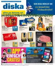 Gazetka promocyjna Diska - Prospekte - Gazetka - ważna od 23.12 do 23.12.2023 - strona 1 - produkty: aktionspreis, angebot, angebote, Becher, beef, buch, butter, coca-cola, cola, dallmayr, dallmayr prodomo, deka, eis, fanta, ferrero, guthabenkarte, gutschein, kaffee, kraft, limo, limonade, Mezzo Mix, nuss, orange, orangen, prodomo, reis, rind, rinder, roastbeef, salz, sprite, Streichzart, Tchibo, Ti, weihenstephan, ZTE