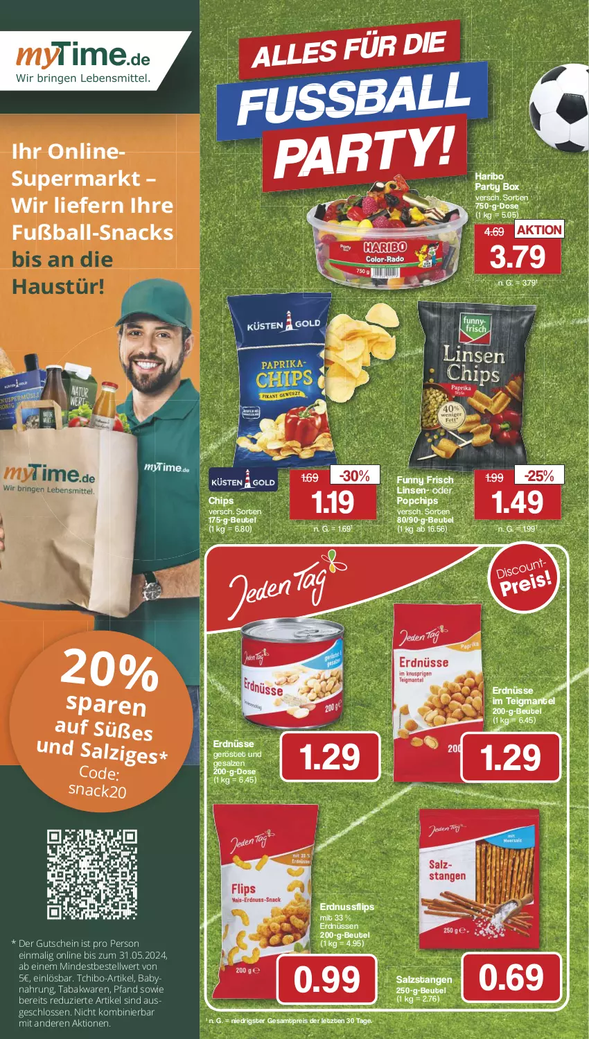 Aktueller Prospekt Famila - Prospekte - von 21.05 bis 25.05.2024 - strona 18 - produkty: aust, Babynahrung, ball, beutel, chips, eis, erdnuss, erdnüsse, erdnüssen, Funny Frisch, Fußball, gutschein, haribo, K2, linsen, Mantel, nuss, reis, salz, Salzstange, Salzstangen, snack, snacks, Tchibo, Ti, ZTE