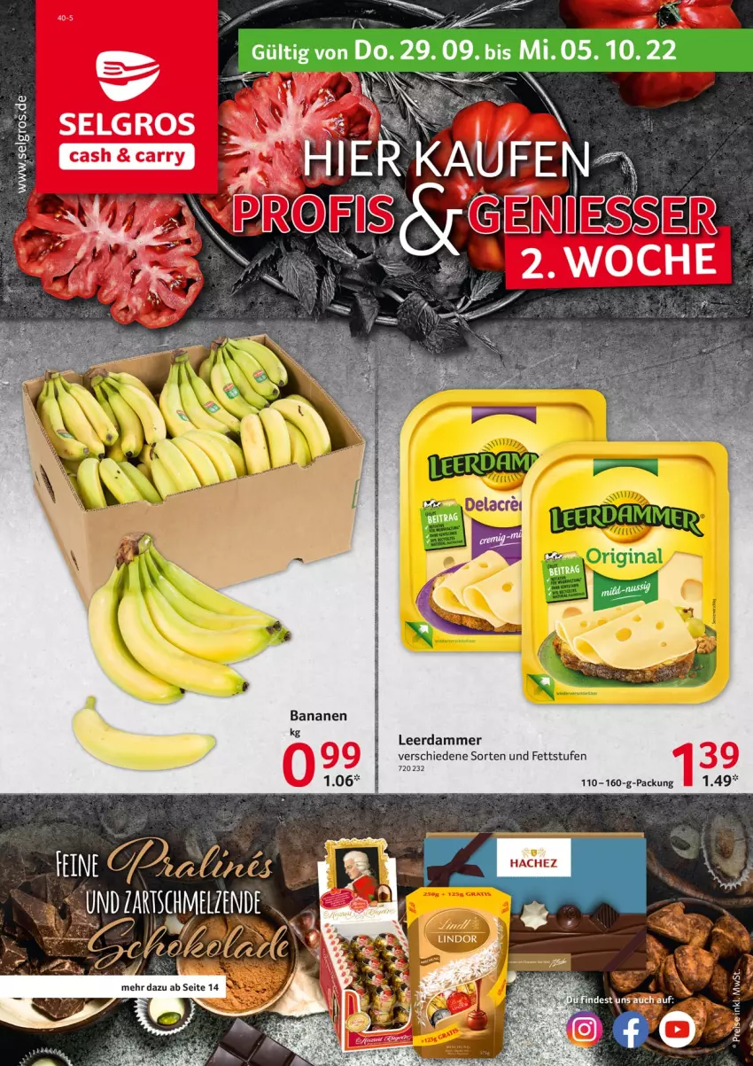 Aktueller Prospekt Selgros - Food - von 29.09 bis 05.10.2022 - strona 1 - produkty: Birnen, leerdammer, LG, Ti