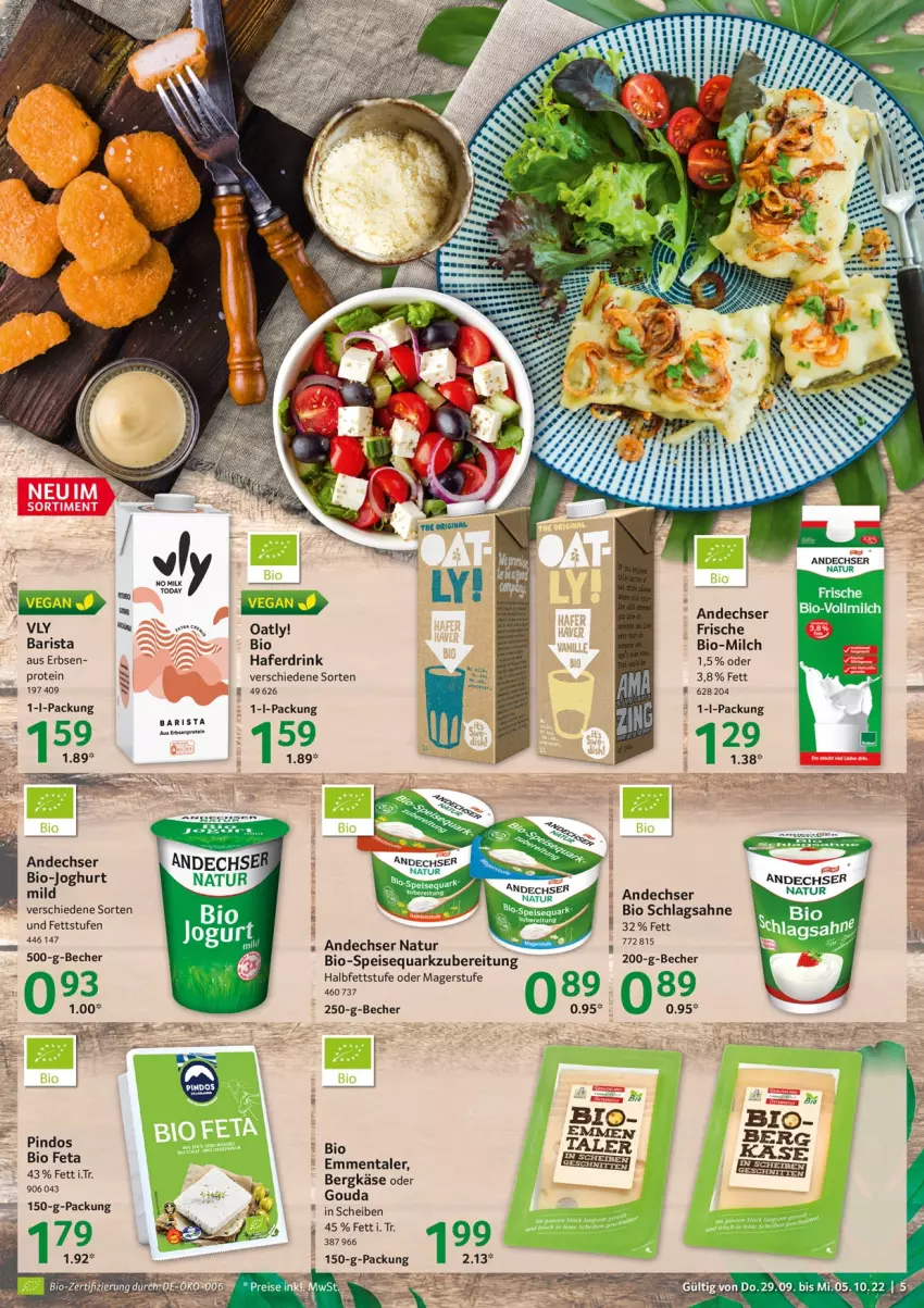 Aktueller Prospekt Selgros - Food - von 29.09 bis 05.10.2022 - strona 5 - produkty: andechser natur, Becher, Bergkäse, bio, drink, eis, emmentaler, erbsen, gouda, hafer, Haferdrink, Käse, milch, natur, quark, sahne, schlagsahne, speisequark, Ti