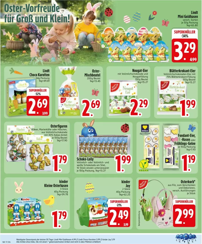 Aktueller Prospekt Edeka - Prospekte - von 09.03 bis 14.03.2026 - strona 16 - produkty: beutel, eier, eis, gelee, käfer, kakao, karotten, Kinder, korb, leine, lindt, milch, reis, schoko, schokolade, Ti, vollmilch, Weiße Schokolade, ZTE