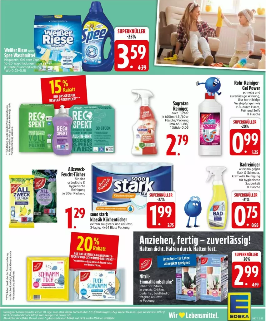 Aktueller Prospekt Edeka - Prospekte - von 09.03 bis 14.03.2026 - strona 21 - produkty: Bad, elle, flasche, handschuhe, kraft, küche, Küchen, küchentücher, LG, reiniger, Reinigung, sagrotan, schuhe, Ti, topf, tücher, weck