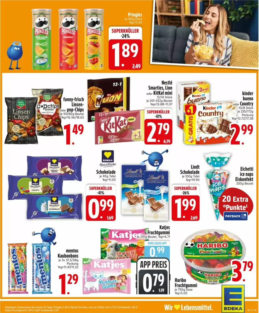 Aktueller Prospekt Edeka - Prospekte - von 09.03 bis 14.03.2026 - strona 9 - produkty: beutel, bonbons, deka, eis, eiskonfekt, frucht, fruchtgummi, haribo, katjes, Kinder, kitkat, lindt, lion, mentos, reis, schoko, schokolade, smarties, Ti, Yo