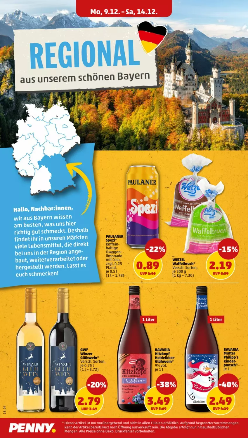 Aktueller Prospekt Penny - Prospekte - von 09.12 bis 14.12.2024 - strona 18 - produkty: alkohol, cola, eis, Glühwein, LG, limo, limonade, orange, orangen, reis, rel, Ria, Ti, Waffelbruch, wein, ZTE