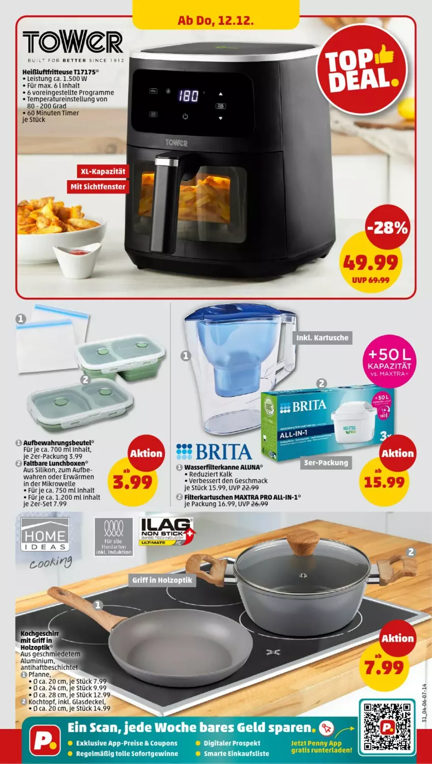 Aktueller Prospekt Penny - Prospekte - von 09.12 bis 14.12.2024 - strona 31 - produkty: bett, beutel, coupon, coupons, decke, Deckel, eis, filterkartuschen, fritteuse, Glasdeckel, Heißluftfritteuse, Holz, Kochtopf, lunchbox, mac, Maxtra, pfanne, reis, Ti, timer, topf