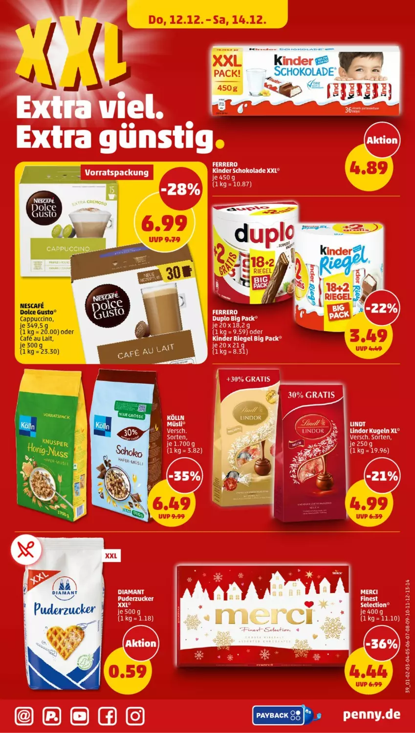 Aktueller Prospekt Penny - Prospekte - von 09.12 bis 14.12.2024 - strona 39 - produkty: Cap, cappuccino, cin, dolce gusto, Kinder, payback, schoko, schokolade, zucker