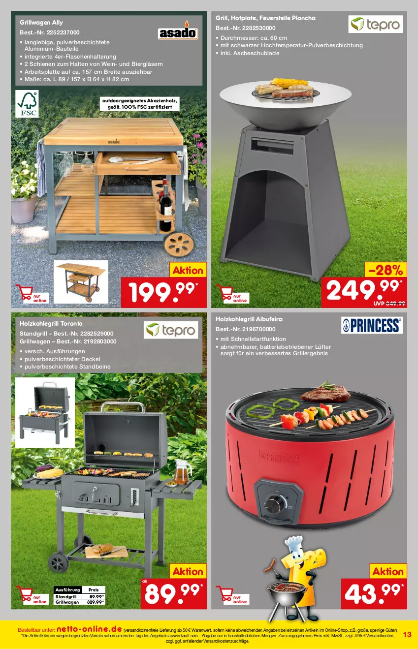 Aktueller Prospekt Netto Marken-Discount - Online-Angebote April - von 01.04 bis 30.04.2022 - strona 13 - produkty: angebot, batterie, Bau, bier, Brei, decke, Deckel, eis, elle, flasche, Gläser, grill, Holz, holzkohle, holzkohlegrill, Kohlegrill, latte, messer, ndk, reis, standgrill, Ti, versandkostenfrei, wein, ZTE