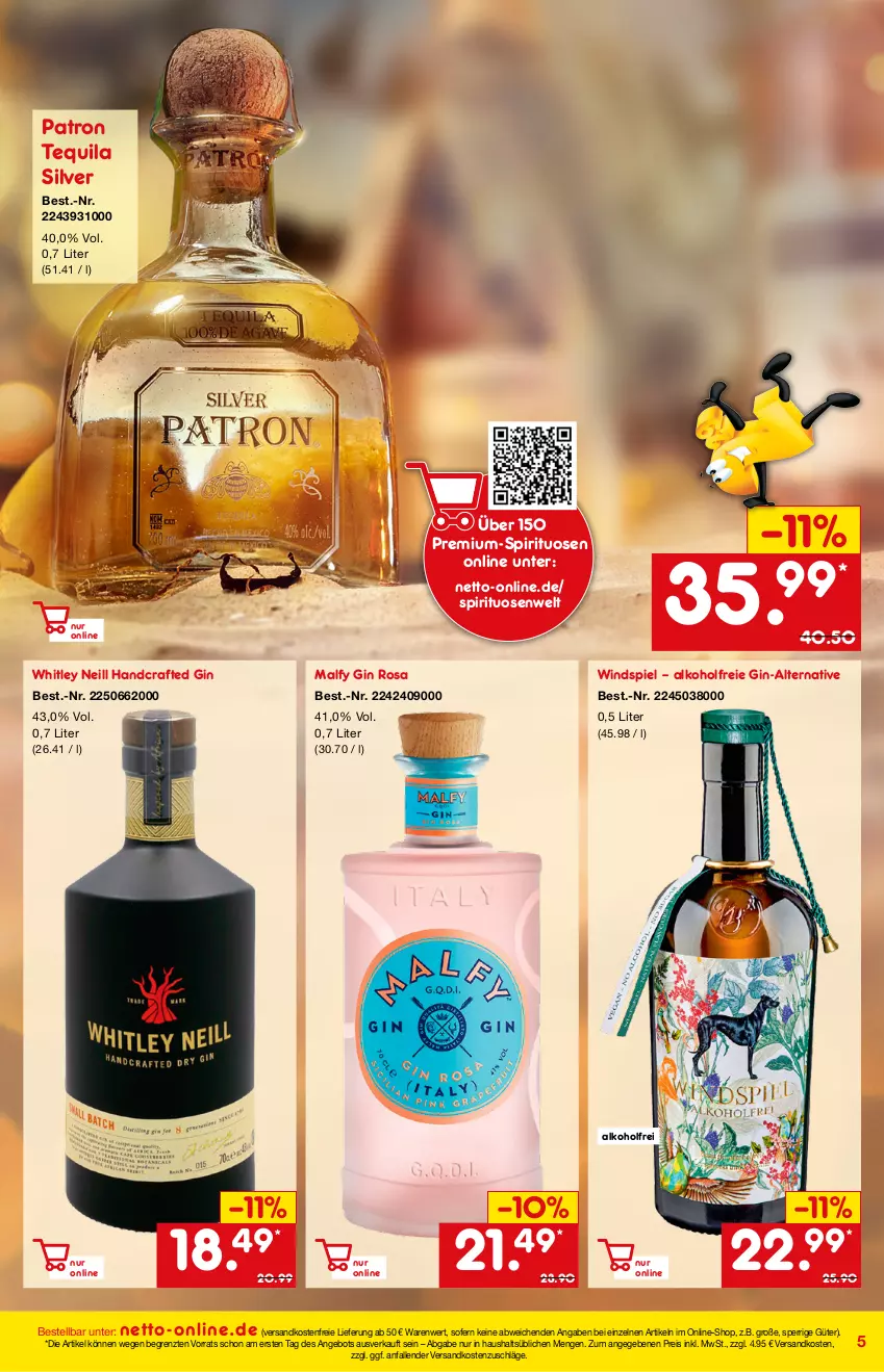 Aktueller Prospekt Netto Marken-Discount - Online-Angebote April - von 01.04 bis 30.04.2022 - strona 5 - produkty: alkohol, angebot, eis, gin, ndk, reis, spirituosen, tequila, Ti, versandkostenfrei, ZTE