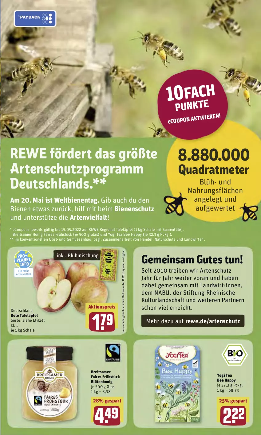 Aktueller Prospekt Rewe - Diese Woche im Angebot! - von 09.05 bis 14.05.2022 - strona 17 - produkty: aktionspreis, Bau, Blüte, blütenhonig, Brei, coupon, coupons, eis, elle, honig, natur, obst, quad, reis, rote tafeläpfel, Schal, Schale, tafeläpfel, Ti, Tüte, und gemüse, Yo