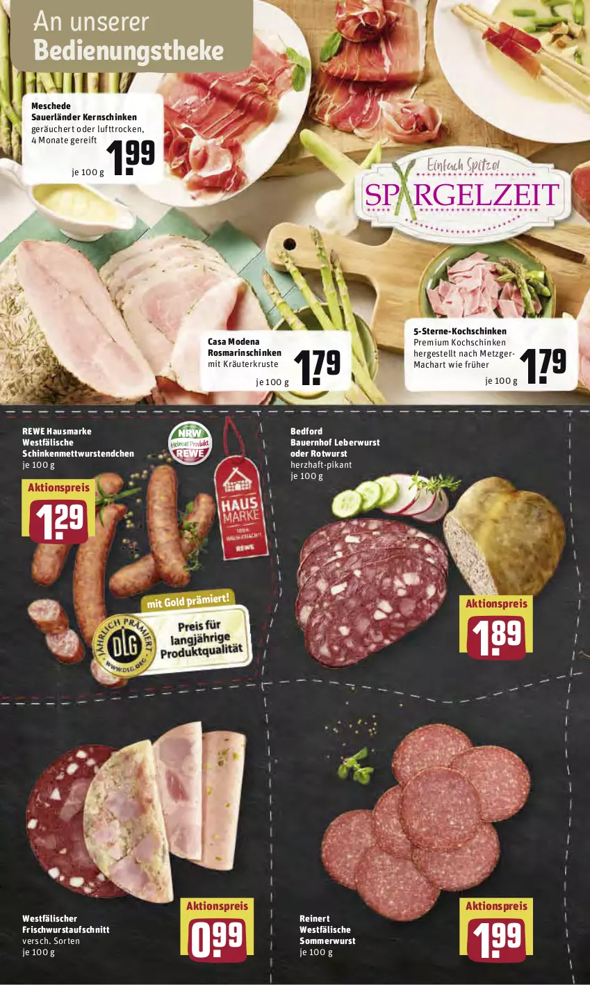 Aktueller Prospekt Rewe - Diese Woche im Angebot! - von 09.05 bis 14.05.2022 - strona 6 - produkty: aktionspreis, auer, aufschnitt, Bau, Bauer, Casa Modena, eis, Germ, hausmarke, kernschinken, kochschinken, kräuter, leberwurst, mac, Mett, mettwurst, Mode, reinert, reis, rewe hausmarke, rosmarin, Rotwurst, schinken, Ti, wurst