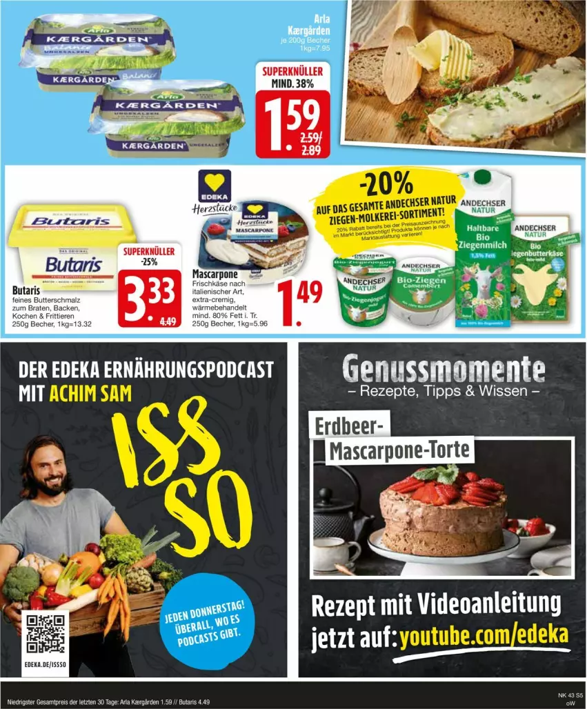 Aktueller Prospekt Edeka - Prospekte - von 21.10 bis 26.10.2024 - strona 5 - produkty: arla, Becher, bio, deit, deka, deo, eis, ente, frischkäse, Käse, mascarpone, nuss, reis, rezept, rezepte, Ti, Tiere, ZTE