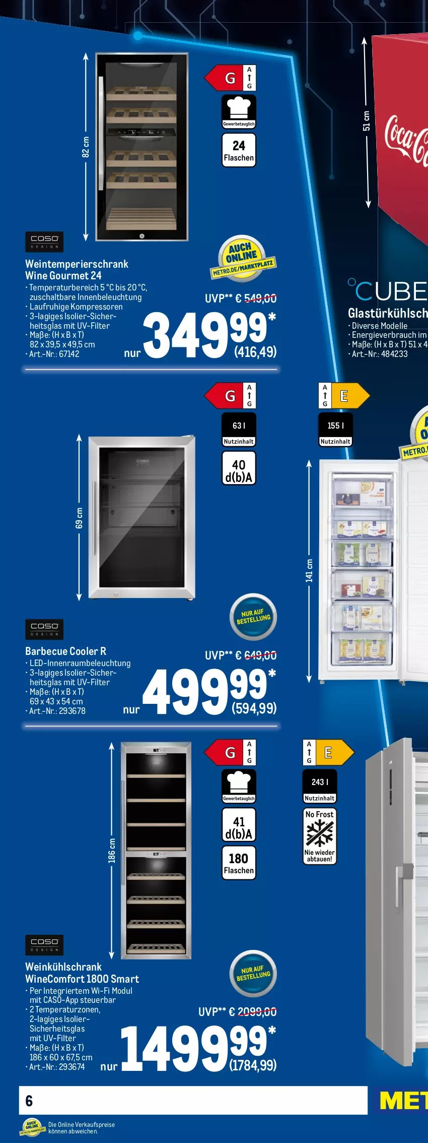 Aktueller Prospekt Metro - Technik Spezial - von 14.07 bis 27.07.2022 - strona 10 - produkty: barbecue, beleuchtung, dell, eis, eiswürfel, Elektro, elle, erde, flasche, Gefrierbox, gefrierfach, gefrierkombination, gefrierschrank, getränk, getränke, Glastür, kompressor, kühlbox, kühlschrank, lebensmittel, Mode, Rauch, reis, Schal, Schrank, schubladen, teller, Ti, tisch, top-hit, türanschlag wechselbar, wasser, wein, würfel