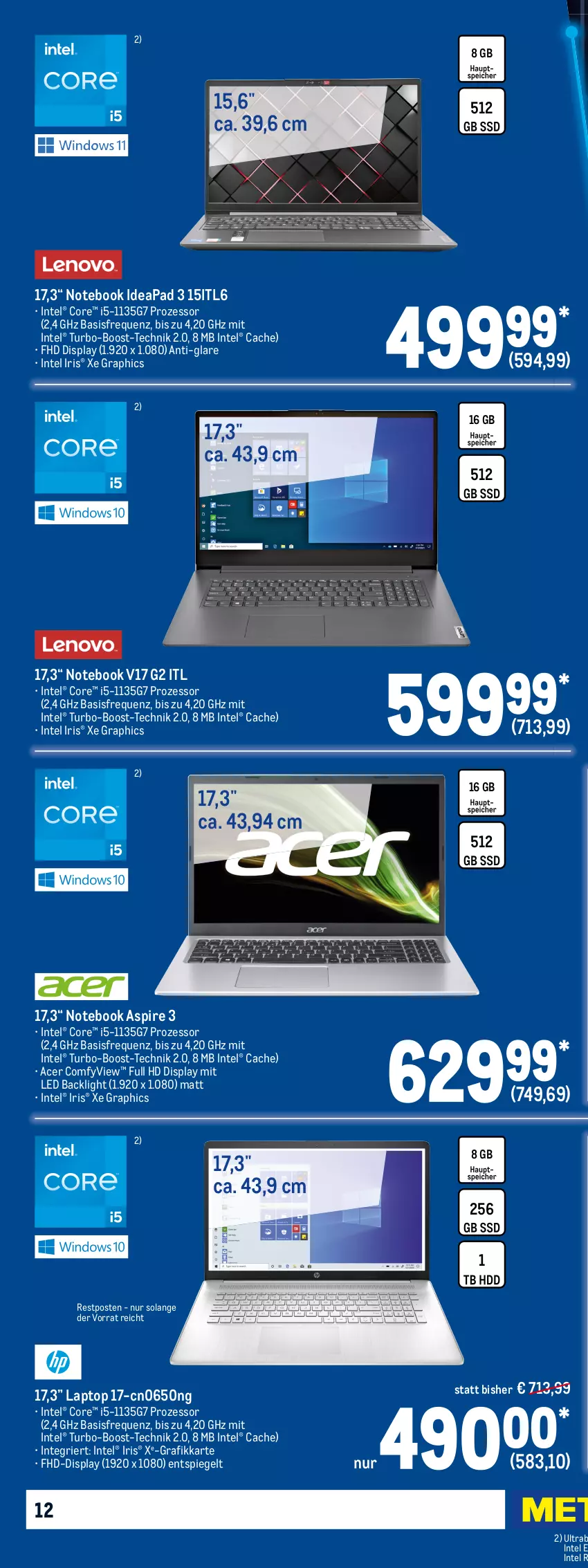 Aktueller Prospekt Metro - Technik Spezial - von 14.07 bis 27.07.2022 - strona 22 - produkty: acer, aust, brut, celeron, deo, eis, elle, fritz, frontkamera, HD Graphics, Intel, kamera, Laptop, monitor, notebook, octa-core prozessor, Pentium, radeon, Rauch, reis, Ria, ring, spiegel, ssd, telefon, teller, Ti, top-hit, uhd, usb, usb stick, VivoBook