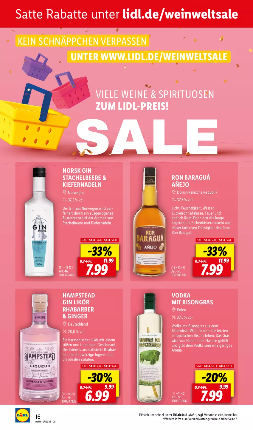 Aktueller Prospekt Lidl - Beste Weine für jeden Anlass - von 01.07 bis 31.07.2022 - strona 16 - produkty: beere, eis, flasche, frucht, gin, ginger, gutschein, ingwer, likör, mac, ndk, reis, rhabarber, rum, rwe, schnäppchen, spirituosen, Ti, vodka, wasser, wein, weine, ZTE, zucker